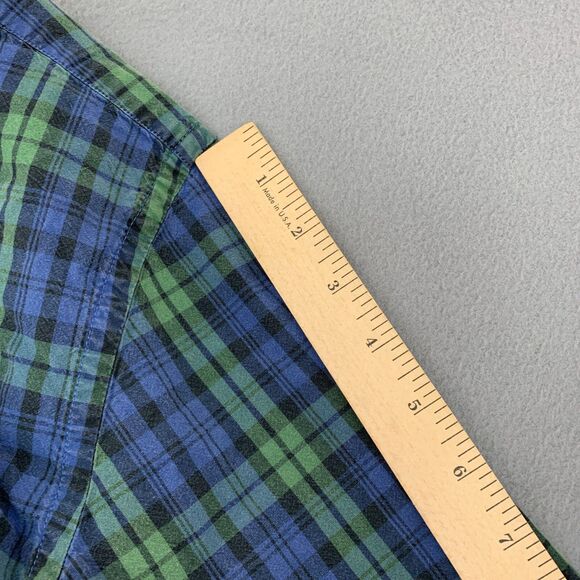 J. Crew Button Down Shirt Mens Large Plaid Green Blue Long Sleeved Black Watch - Picture 10 of 16